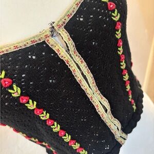 Free People Black Knit Top Sz M